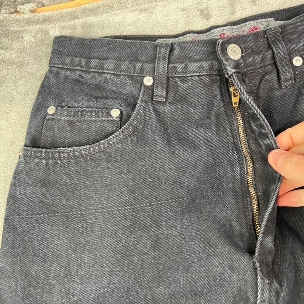 Boom Boom High Rise Mom Jeans Womens 15/16 Black Solid 100% Cotton Denim Vintage - Picture 5 of 15